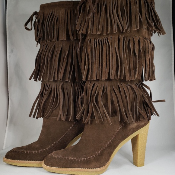 Michael Kors Shoes - Michael Kors Leather Fringe Boots Size 9.5D